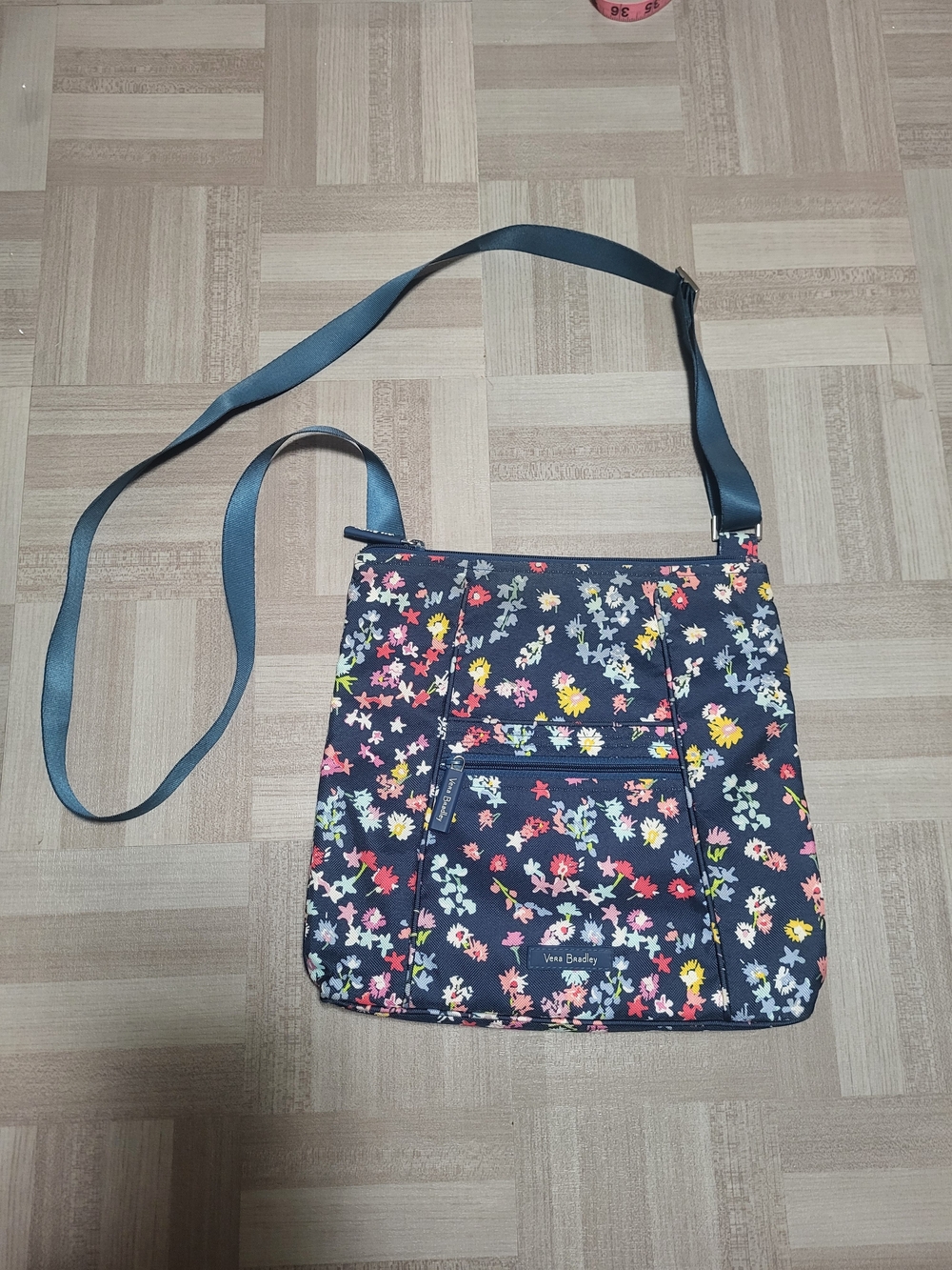 Vera Bradley Navy Floral Crossbody Purse with Multicolor Blooms